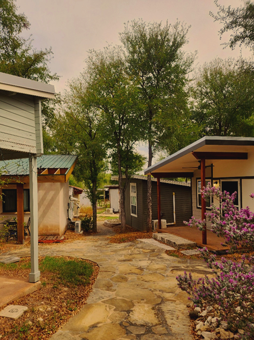 Neighborhood in a tiny house community in Austin, TX