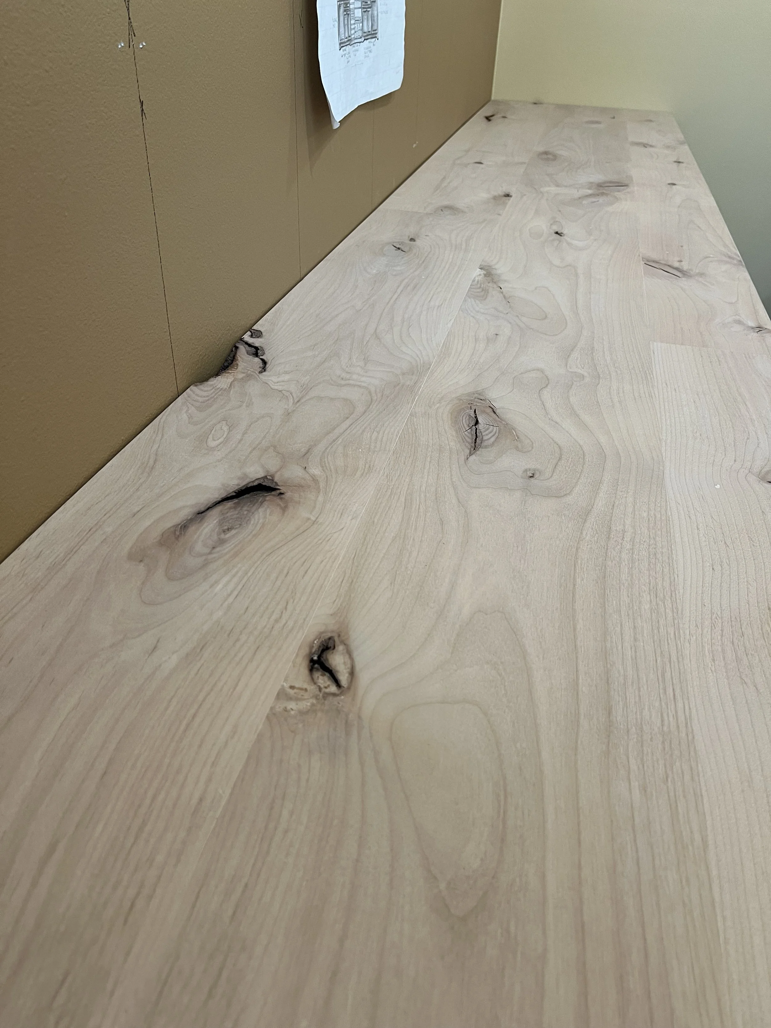 Unfinished knotty alder countertop