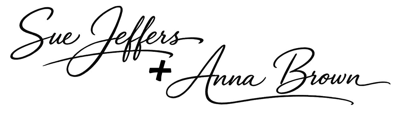 Signature style text reading 'Sue Jeffers' and 'Anna Brown' in black on a white background.