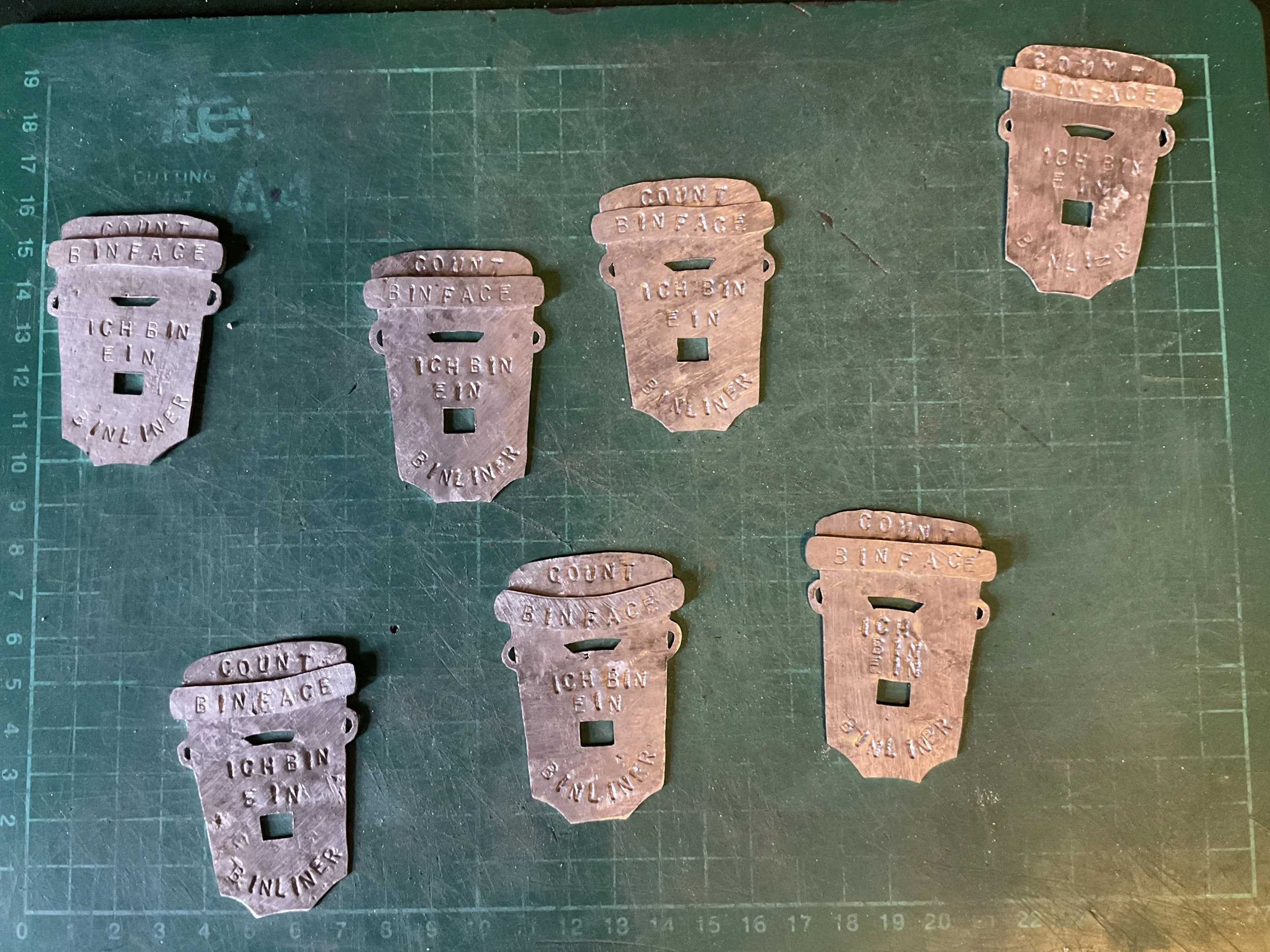 Hammer the letters in. No blunders like I’ve made. Glue two parts together.