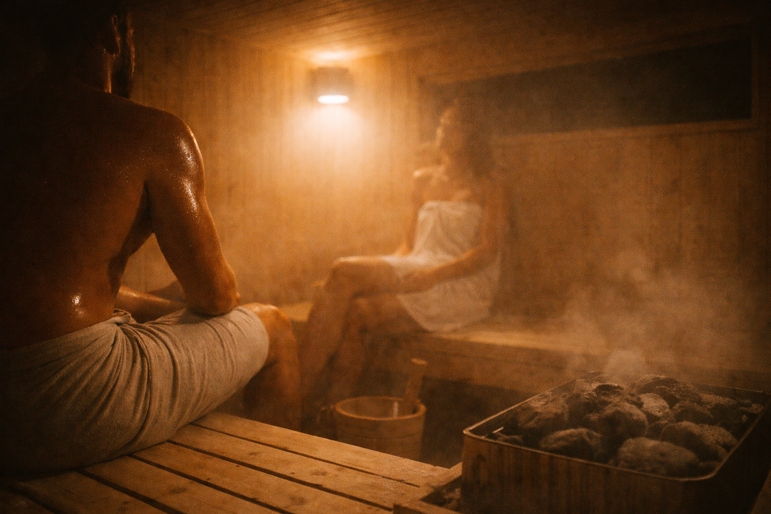 Man in a Nordic Sauna - Building a Nordic Sauna on Utah will unlock your wellness routine and bring you happiness for years to come.