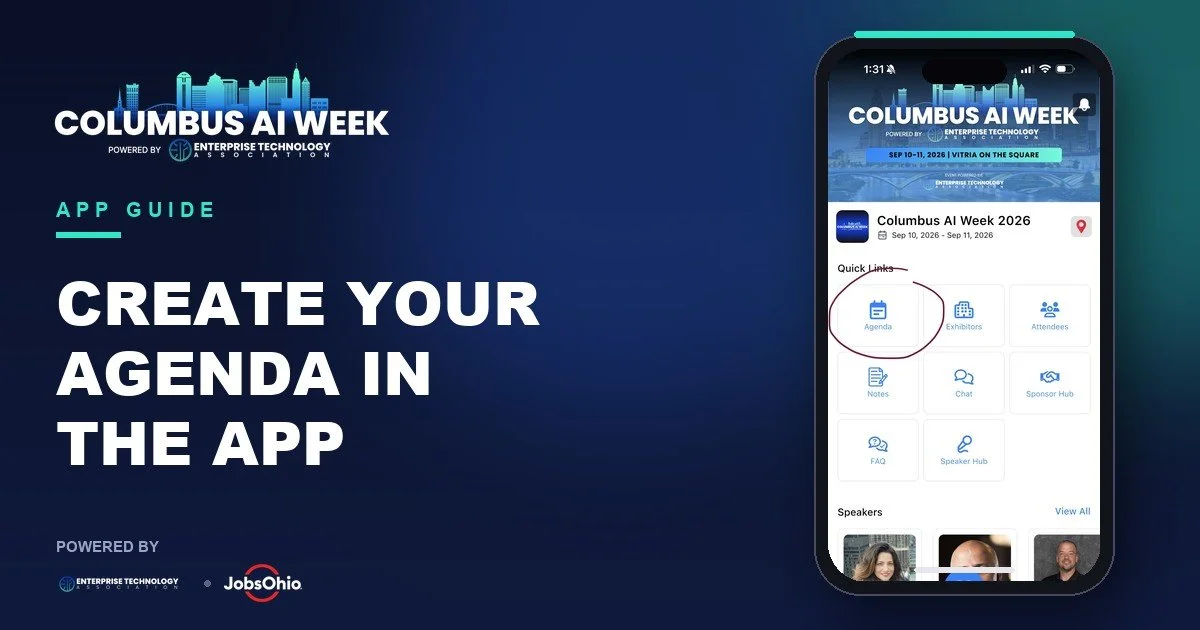 USING THE VFairs app at columbus ai week