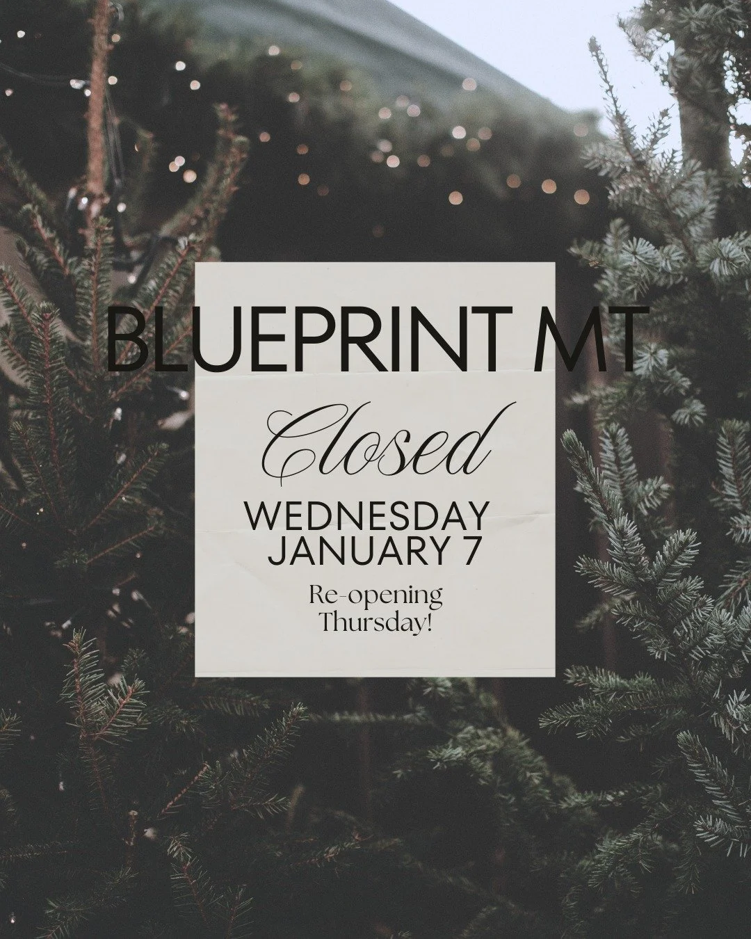 We will be closed this Wednesday, January 7. We apologize for any inconvenience and will re-open on Thursday