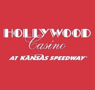 Red background with white text reading "Hollywood Casino at Kansas Speedway." 