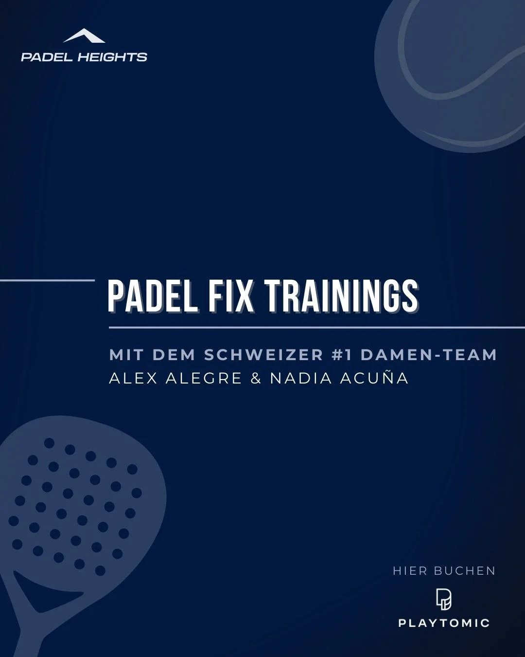 Nimm an den w&ouml;chentlichen Trainingseinheiten in Padel Heights mit dem N1-Team der Schweiz teil! 🔥🎾