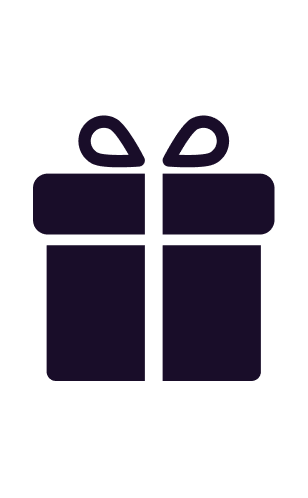 Silhouette of a wrapped gift box with a bow on top.