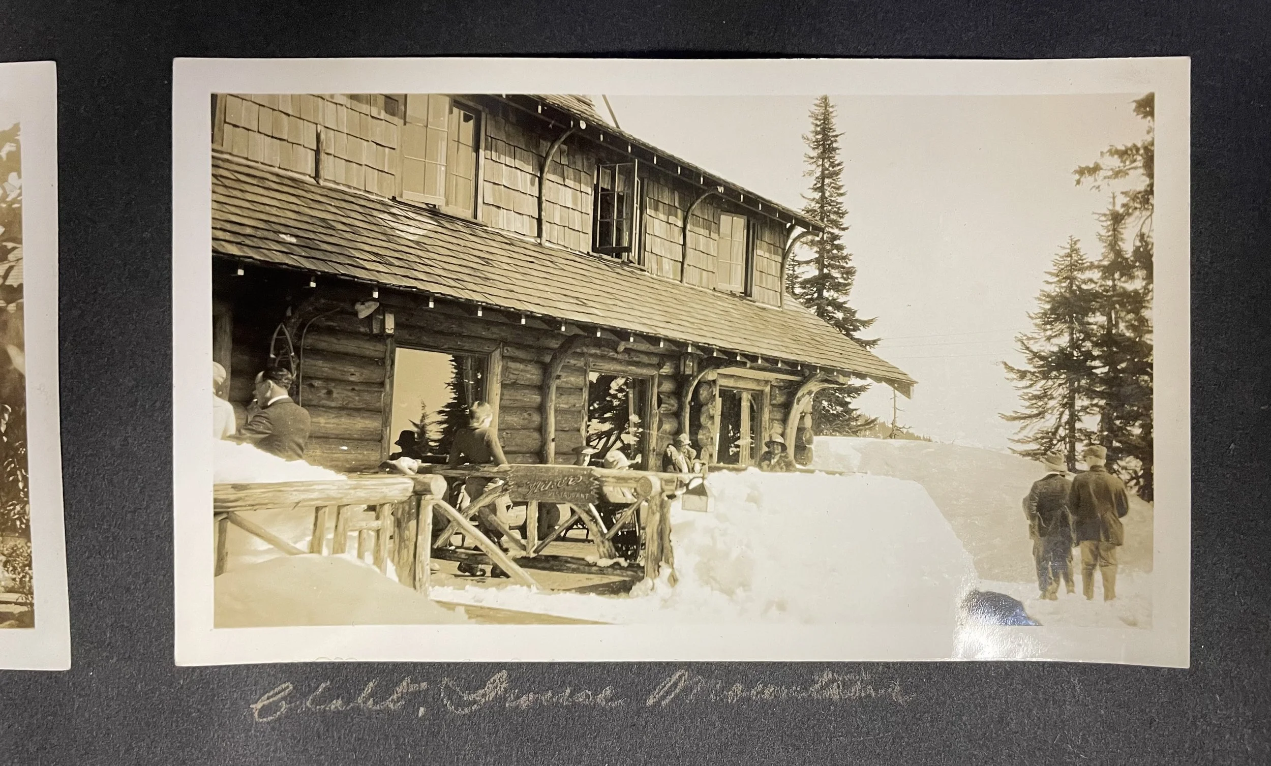 The first of five generations of our family to enjoy sitting on the deck of the chalet on Grouse. 1927
 - Lindsay