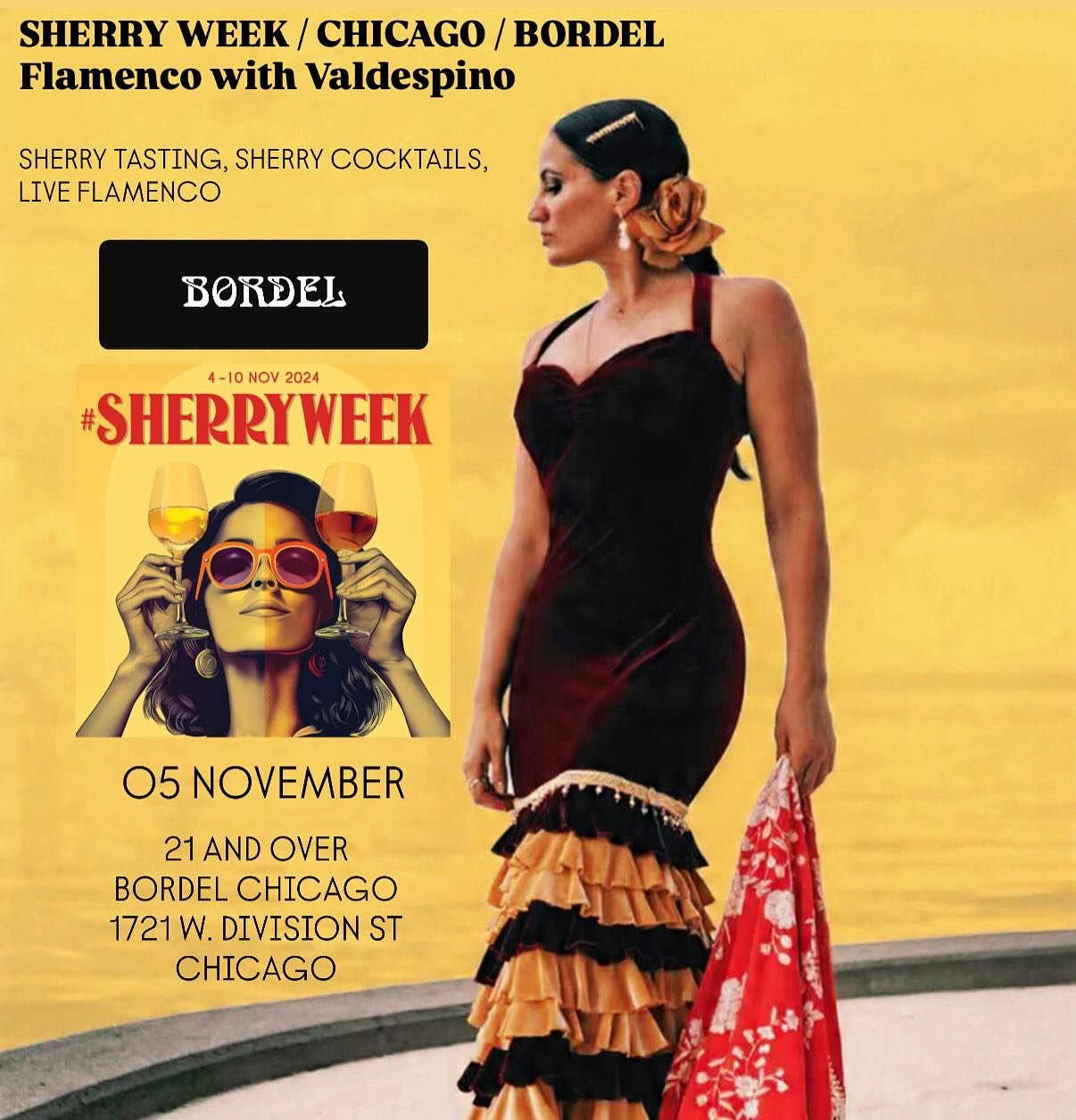 In celebration of International Sherry Week, join us at @mamadeliachicago / @bordelchicago on Weds. 11/5 from 7-10 pm for a special night of Flamenco and the sherries of Bodegas Valdespino! @sherrywinesjerez 

Bodegas Valdespino is one of the oldest 