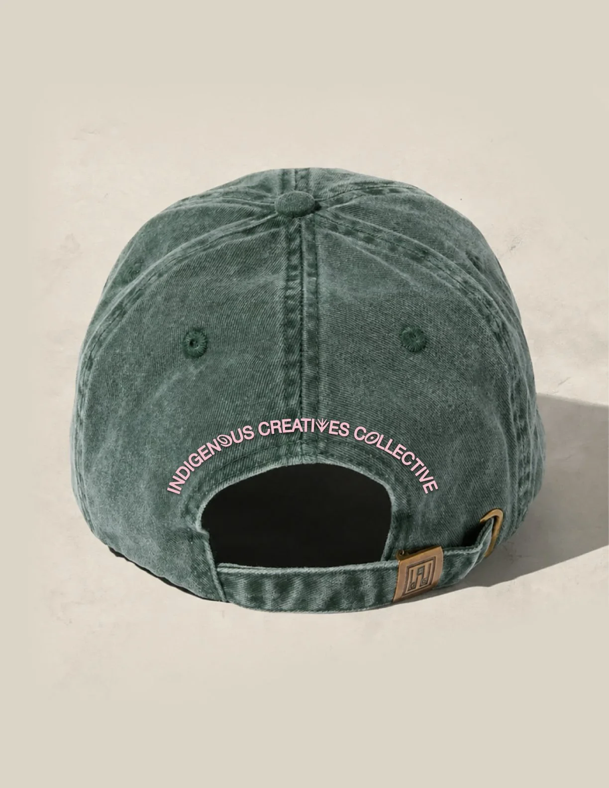 IndigenousCreatives_Apparel_DadHat_Spiral_Green_Pink_Back.jpg