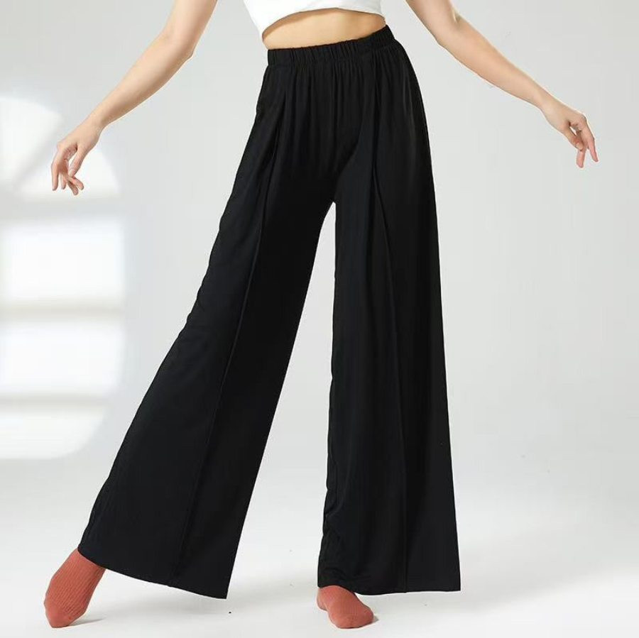 Black Wide-Leg Dance Trousers