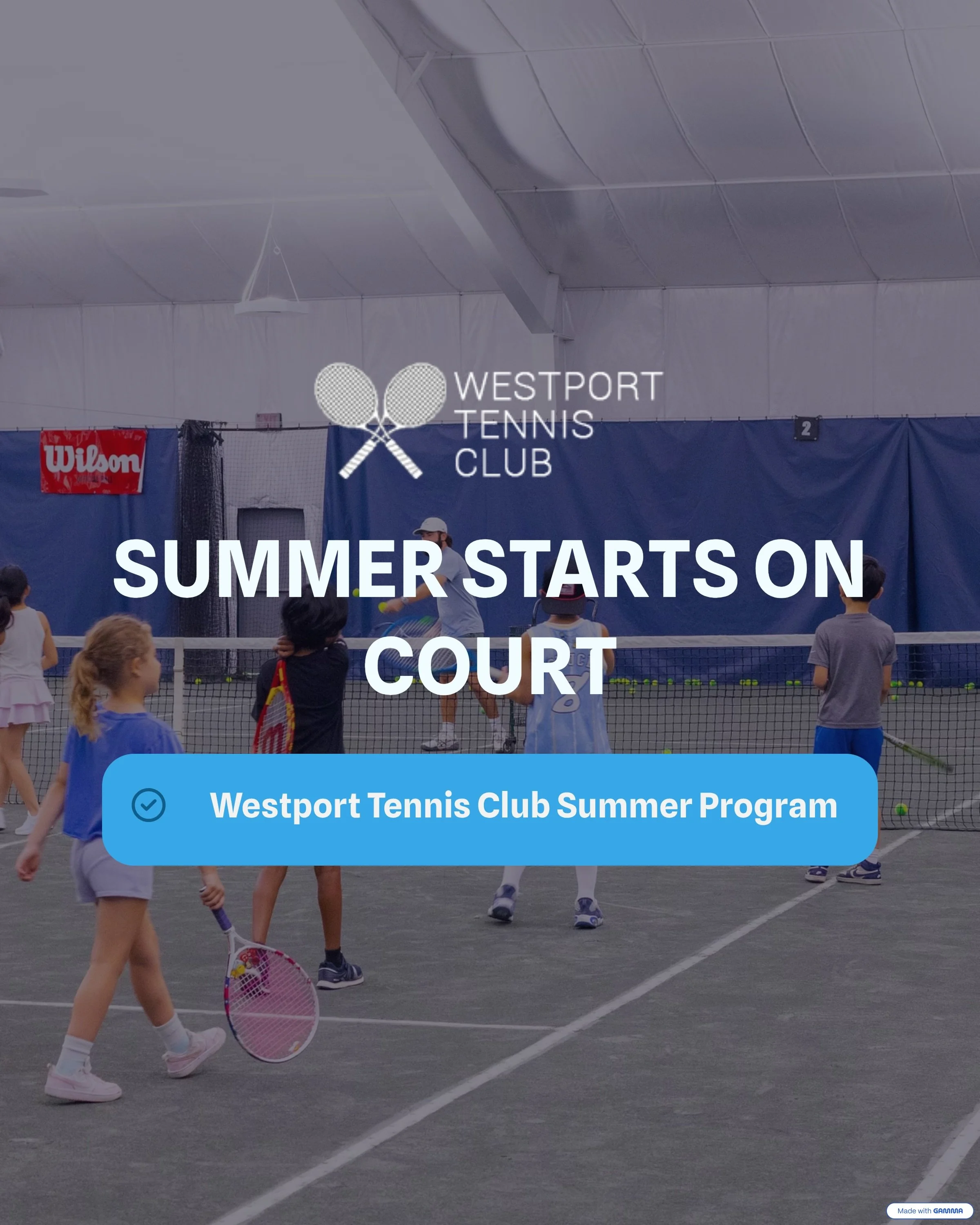 Summer fun starts June 22nd at Westport Tennis Club! ☀️🎾

Call 203-255-3481 

or email today for availability and program details!

westporttennisclub1@gmail.com

The first weeks of summer are some of the best. 

Kids are out of school, excited to b