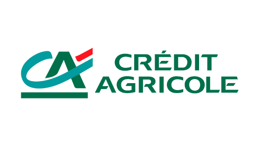 Logo of Crédit Agricole bank with stylized green and red design and green text reading 'Crédit Agricole'