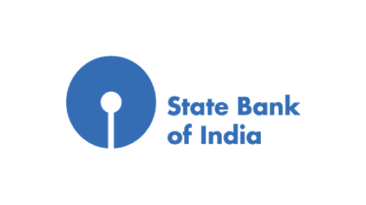 Logo of State Bank of India featuring a blue circle with a cut-out keyhole shape and the bank's name in blue text.