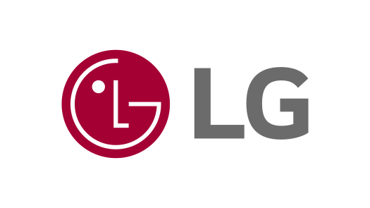 LG logo with a smiling face inside the red circle.