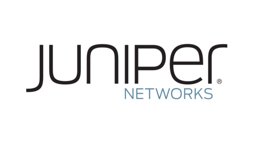 Juniper Networks logo with the company name in gray and blue text on a black background.