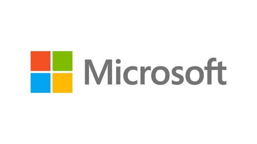 Microsoft logo with four colored squares and the company name.