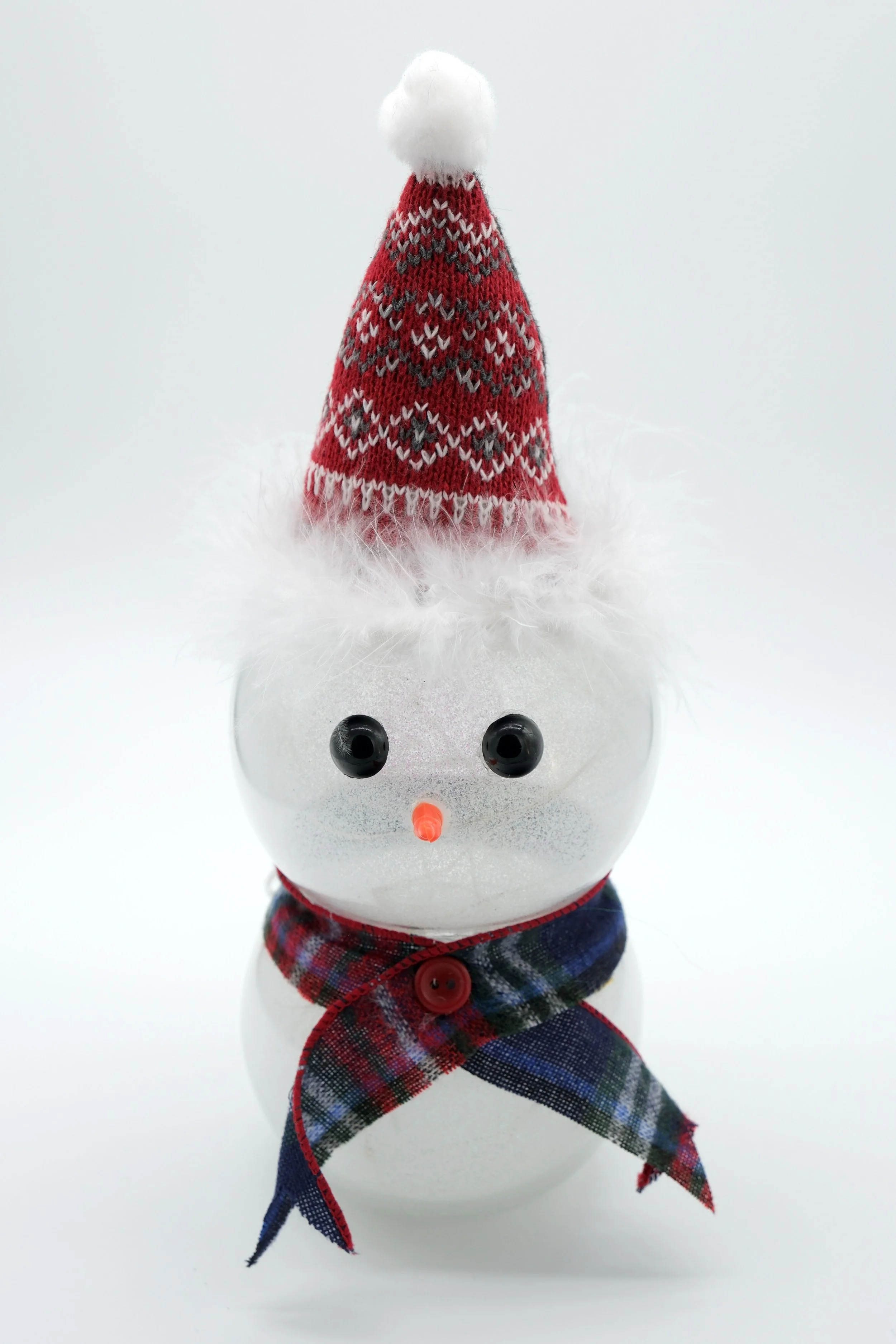 Small Snowman w/Red Pattern Hat - Lights Up