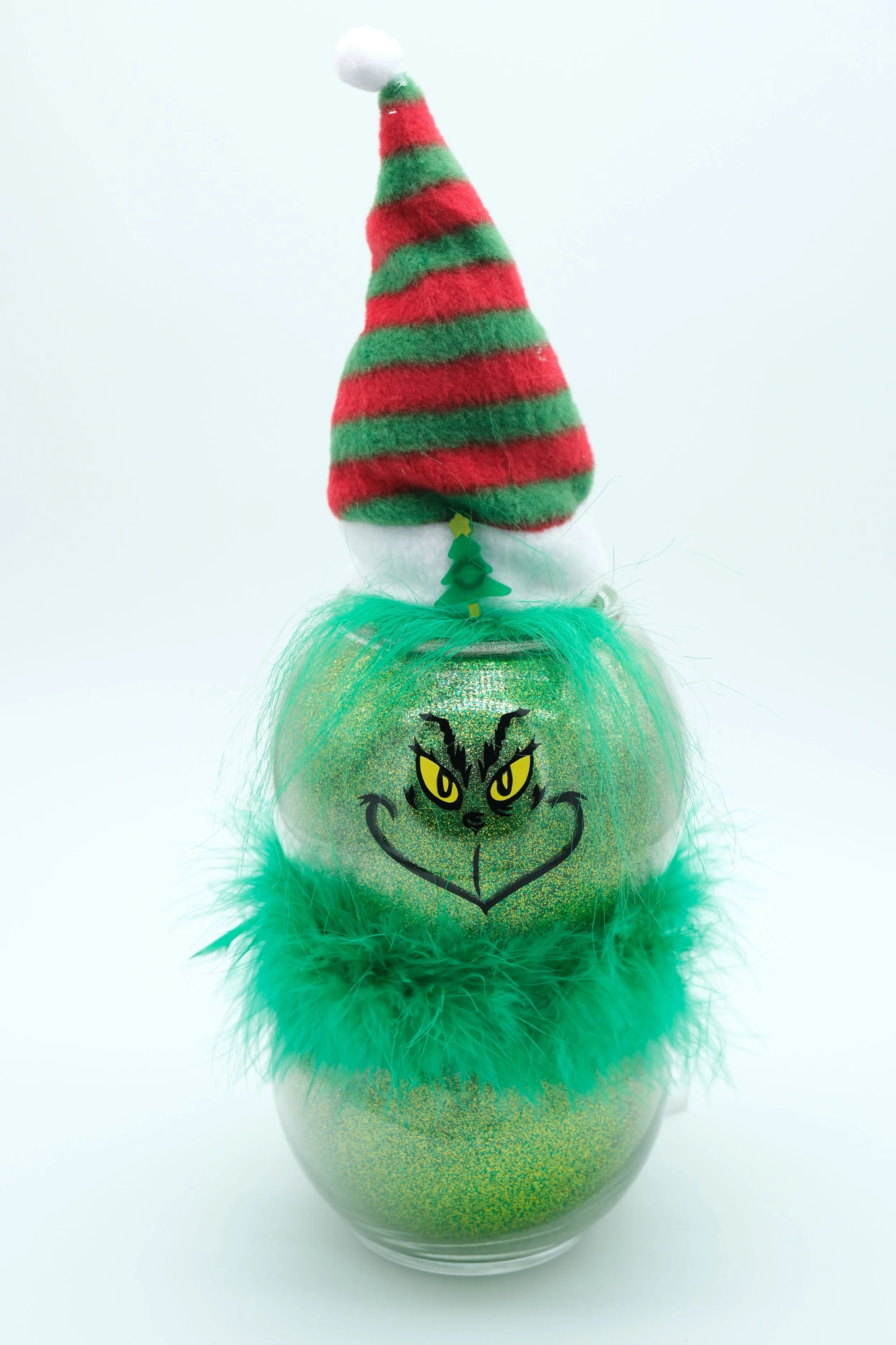Small Grinch w/Red & Green Strip Hat - Lights Up