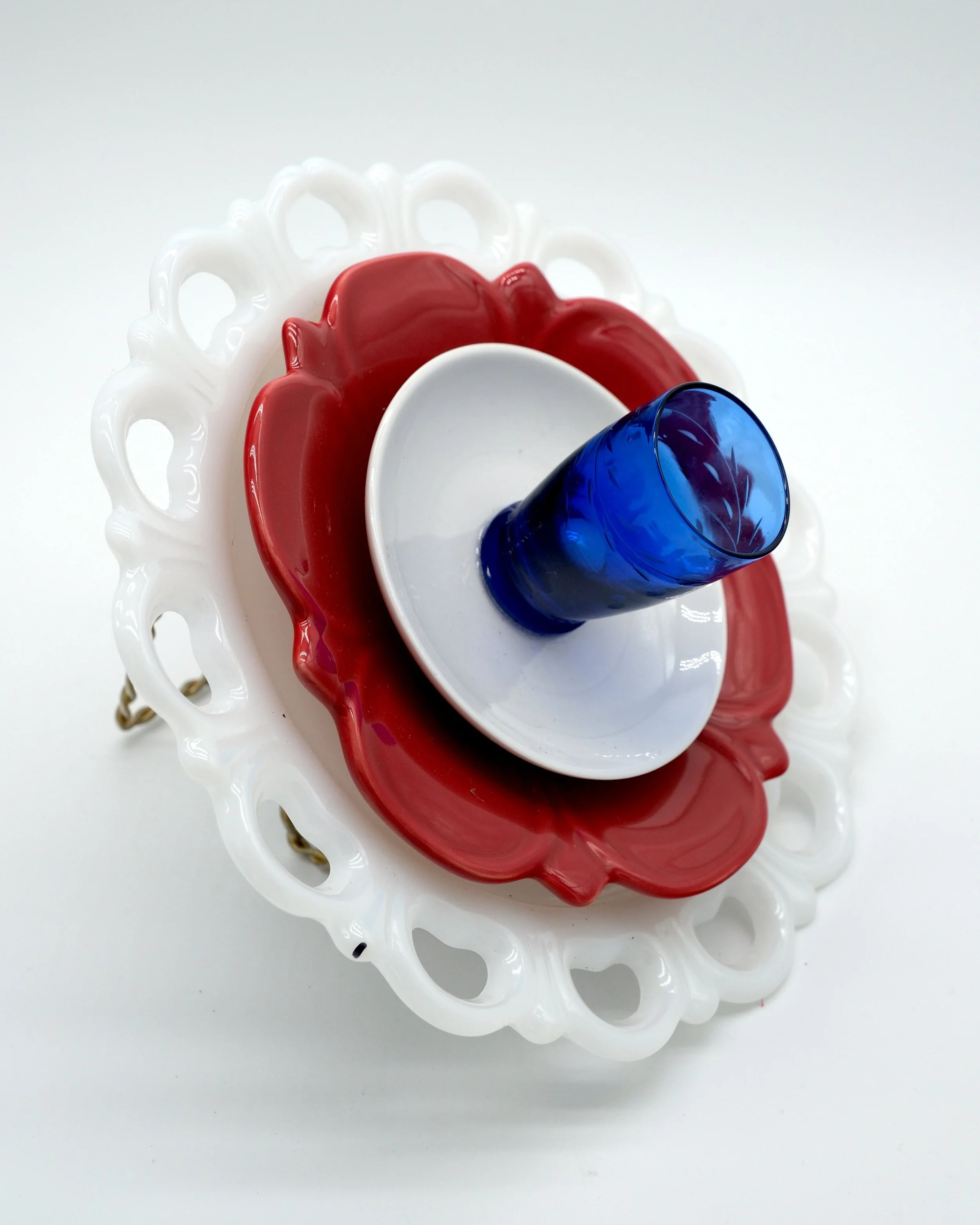Plate Flower - Red, White & Blue