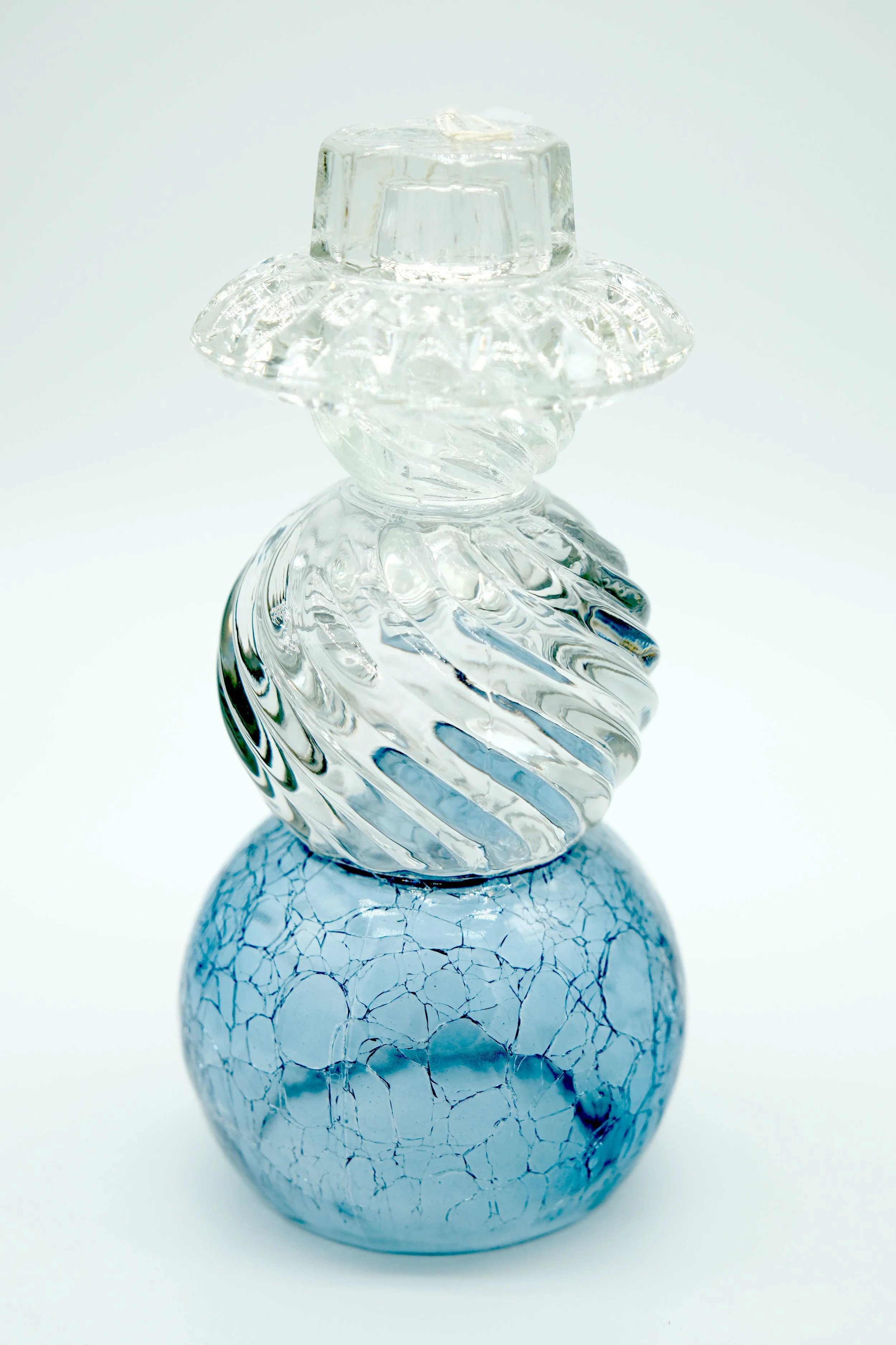Crystal/Glass Snowman w/ Blue Bottom