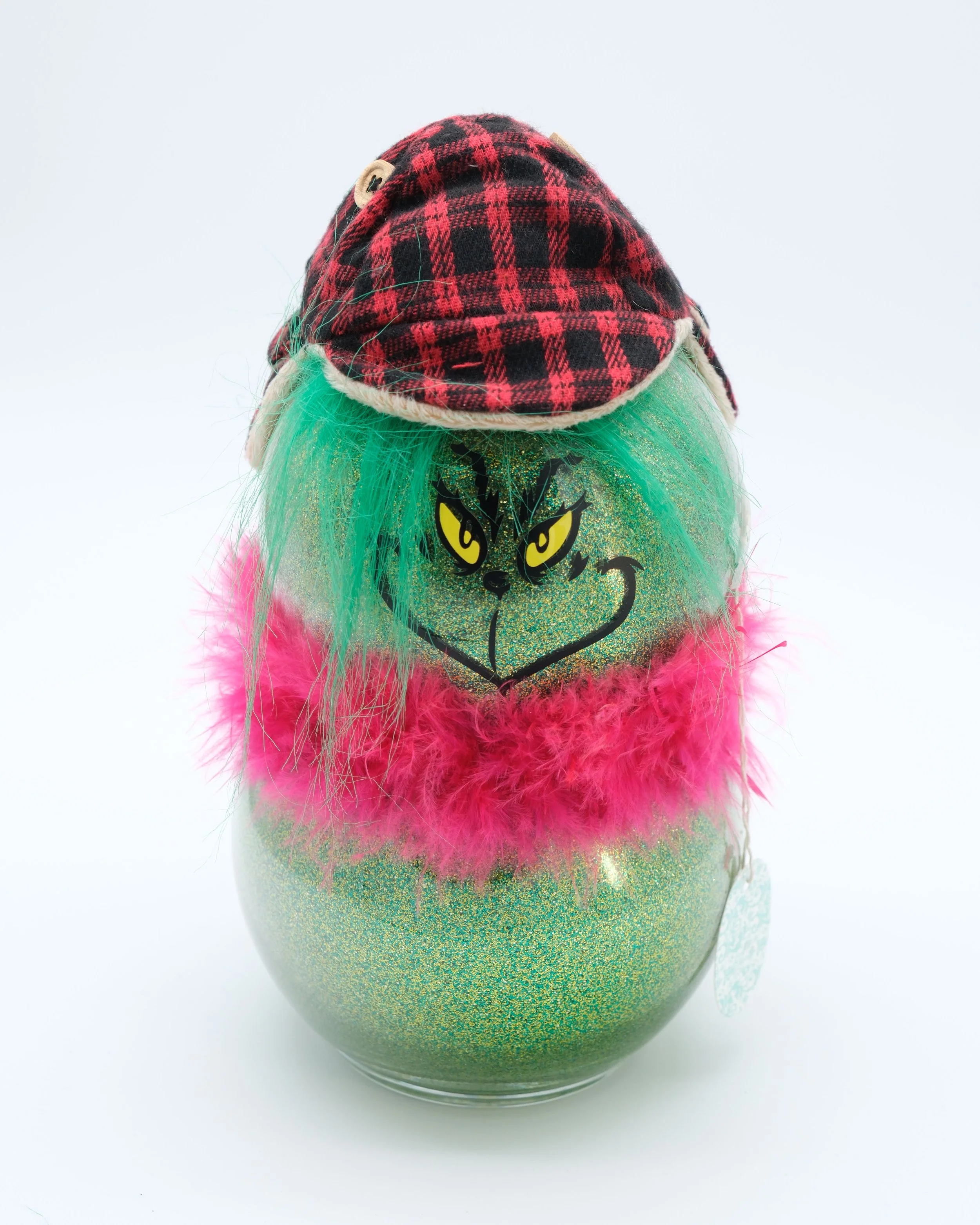 Small Grinch w/ Plaid Winter Hat - Lights Up