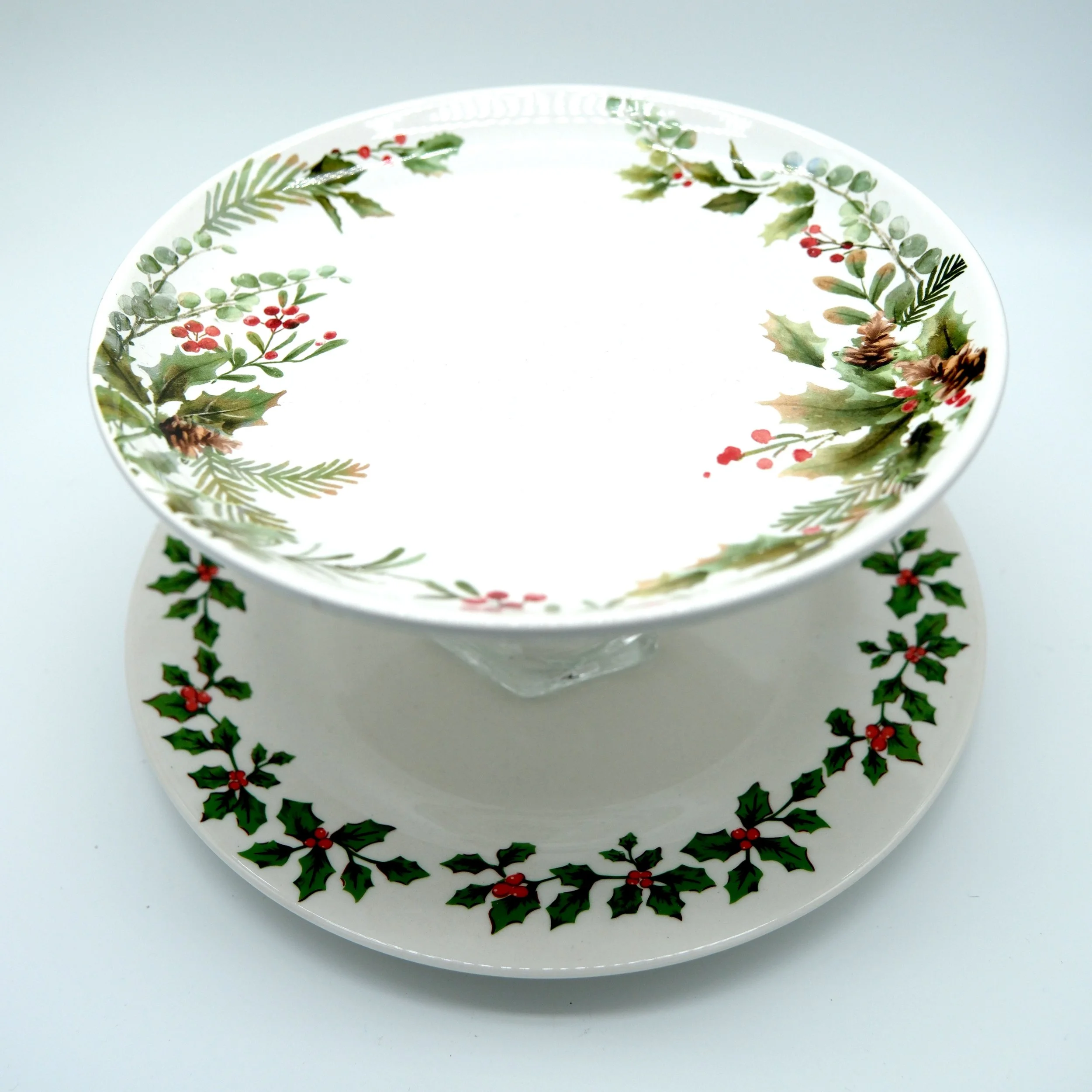 Holiday Mixed Holly Cake Stand