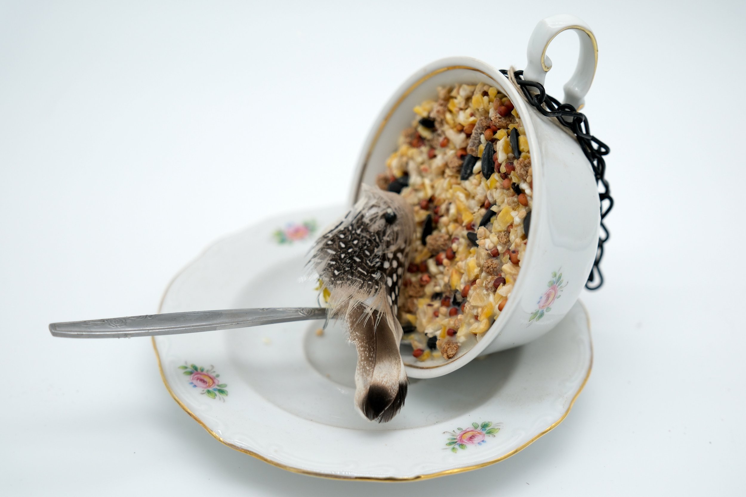 Teacup Birdfeeder - Brown Bird