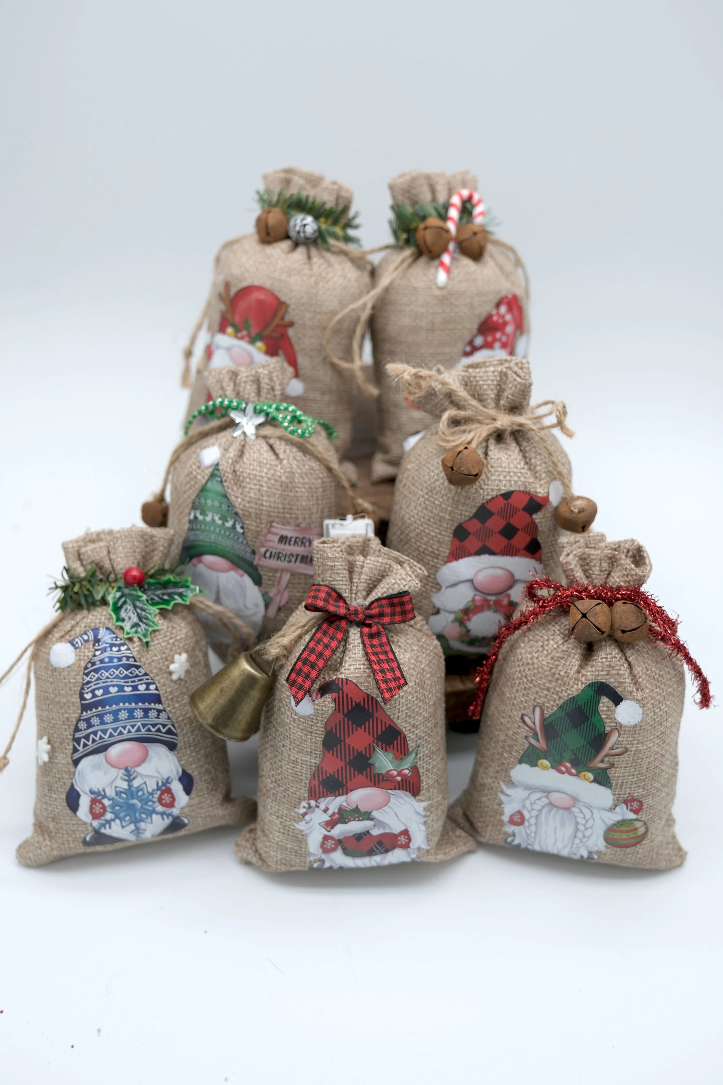 Holiday Gnome Burlap Bag w/ Lights