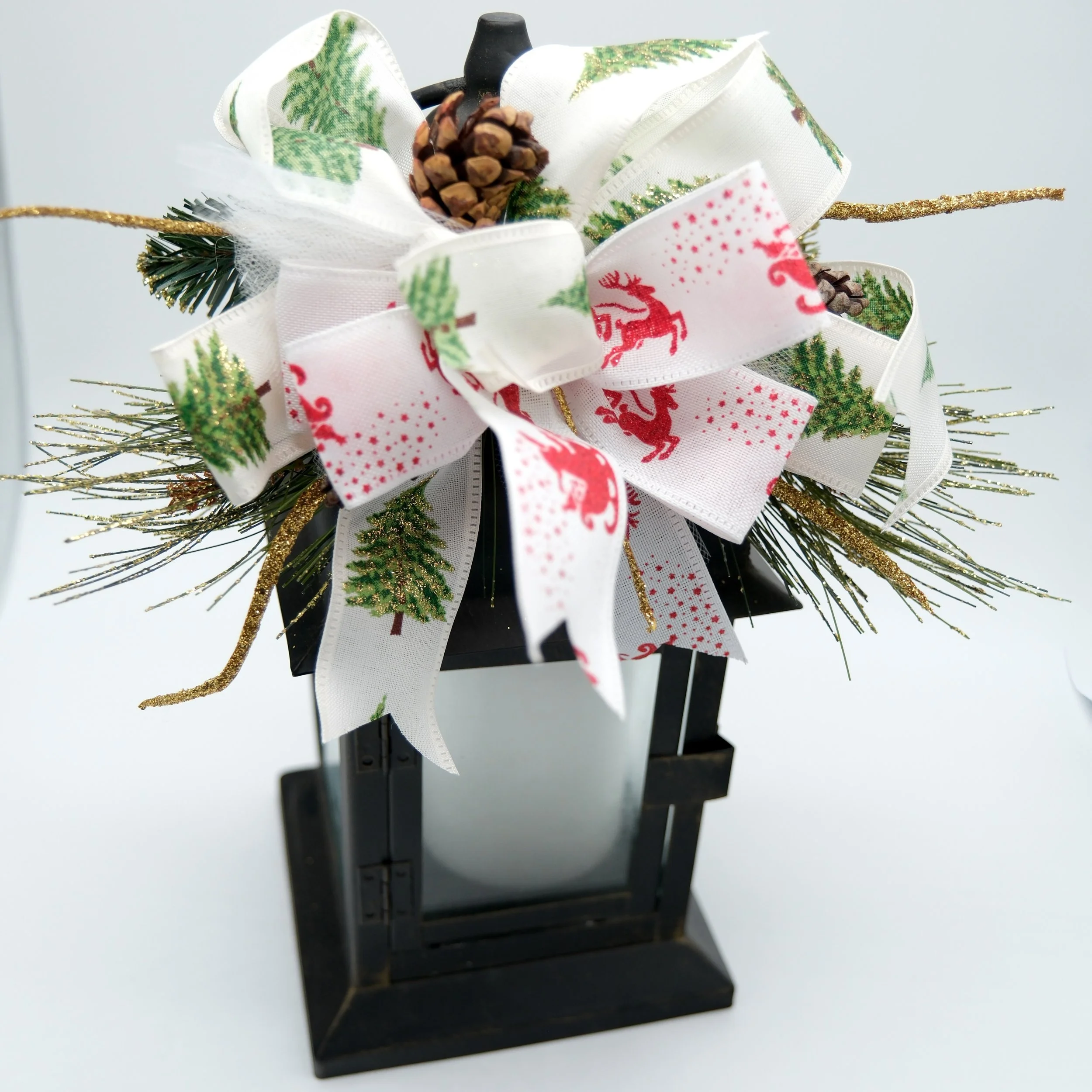 Holiday Lantern - White Bow