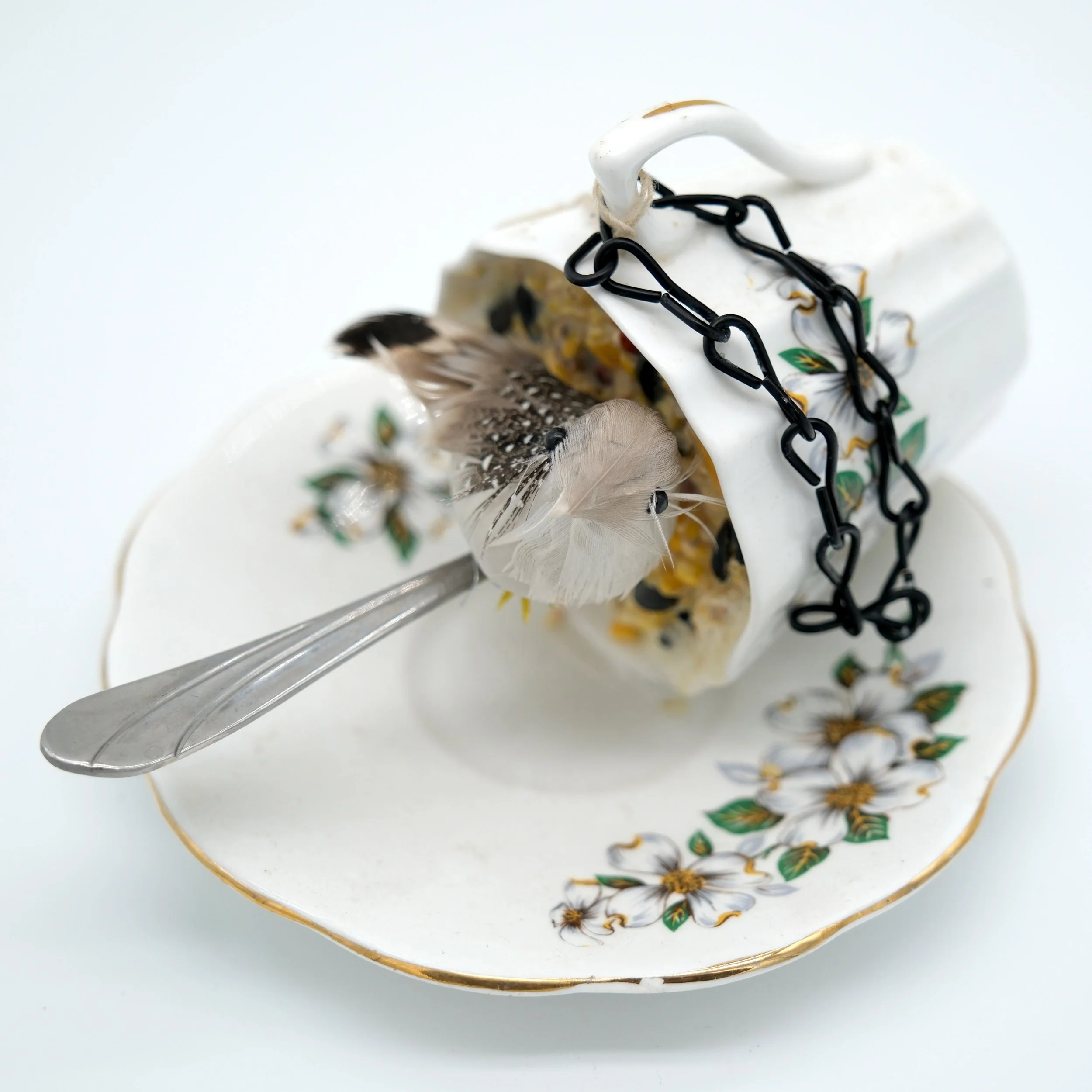 Teacup Birdfeeder - Partial Flowers