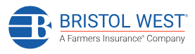 Bristol West Farmers Insurance logo with blue emblem and text