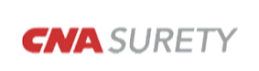 Logo for CNA Surety featuring bold red and gray text.