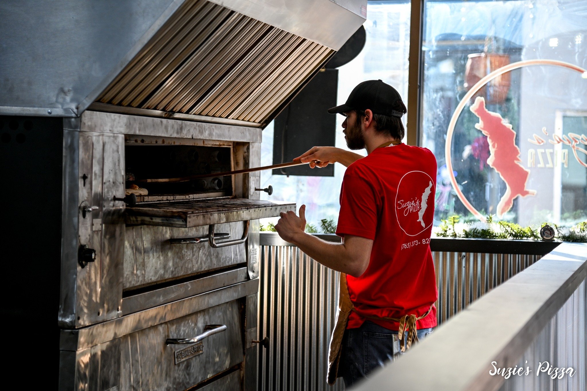 Cooking Pizza in our Deck Oven!