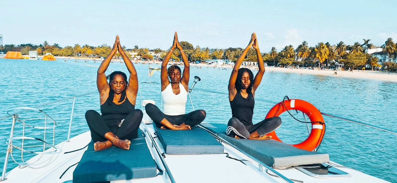 Guest practicing Yoga on Fredam in Jamaica