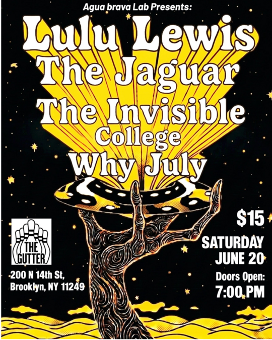 OWL & AGUA BRAVA LAB PRESENT! Lulu Lewis,The Jaguar, The Invisible College, Why July