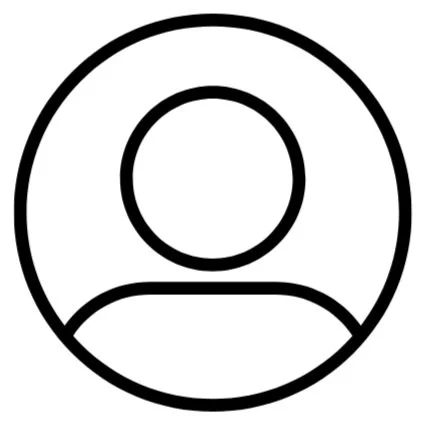 Simple black and white user avatar icon showing a person outline inside a circle