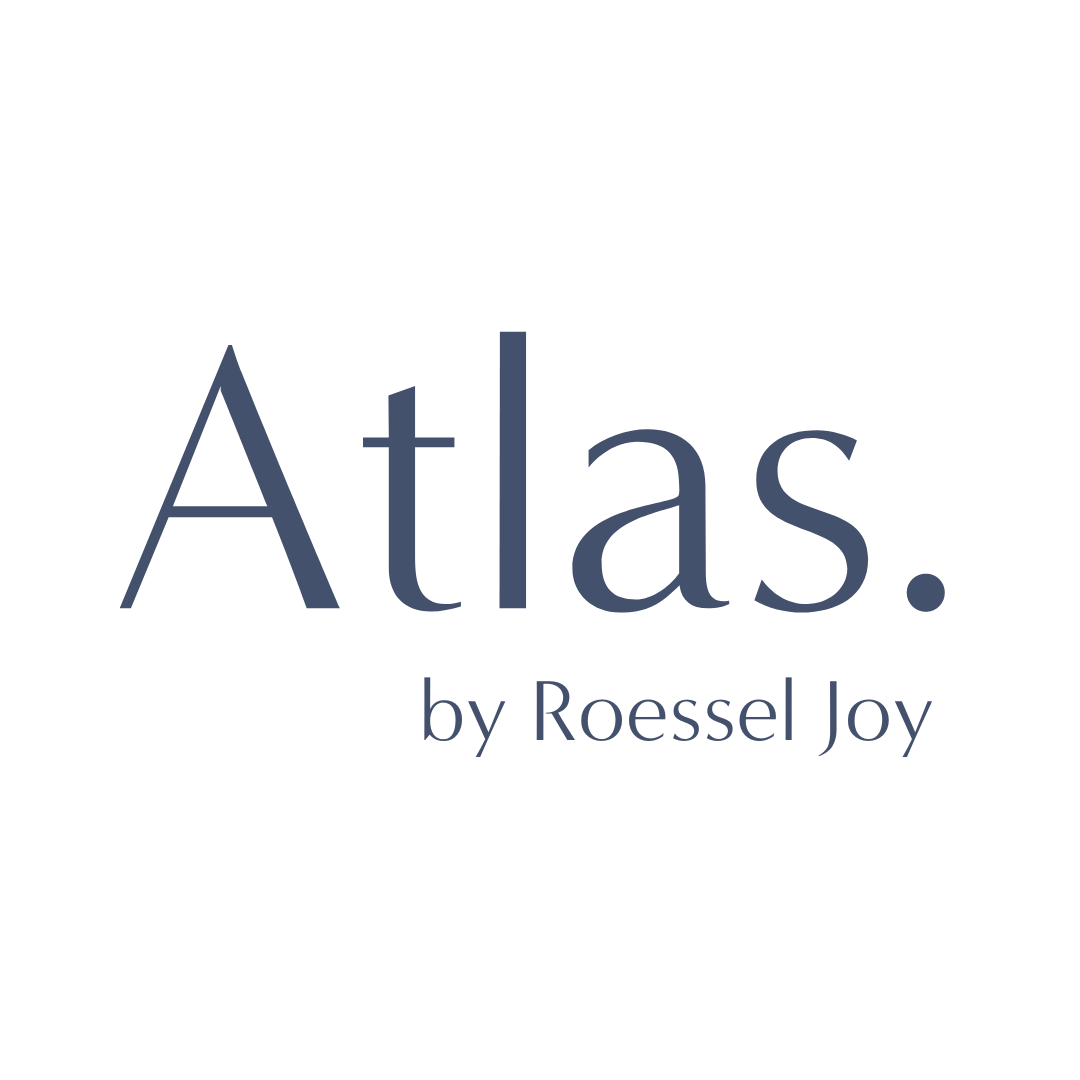 Book cover titled 'Atlas' by Roessel Joy with a stylized black and white illustration of a deer.
