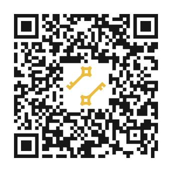 QR code with two small gold-colored keys in the center.