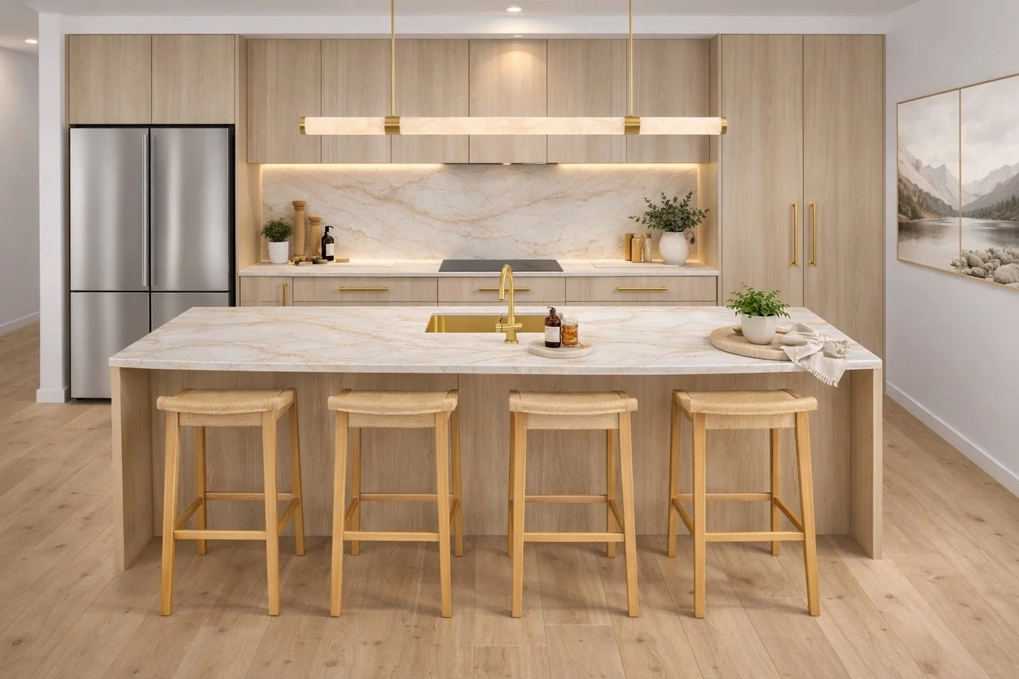 The initial kitchen concept for our Metzger Road project 🤎

A warm and tonal palette with natural textures, layered lighting and a space designed to feel elevated while still being inviting for everyday living.

Excited to share the finished kitchen