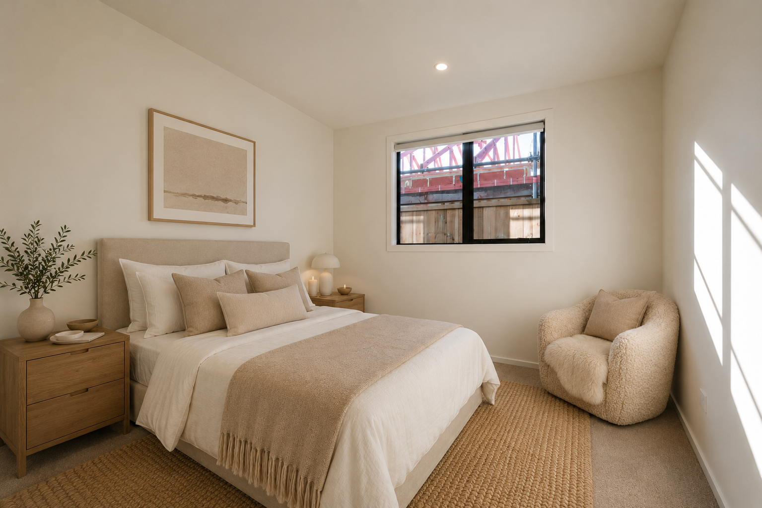 Modern guest bedroom with timeless interior styling, quality finishes, and a functional layout, creating a comfortable and versatile space for everyday living.