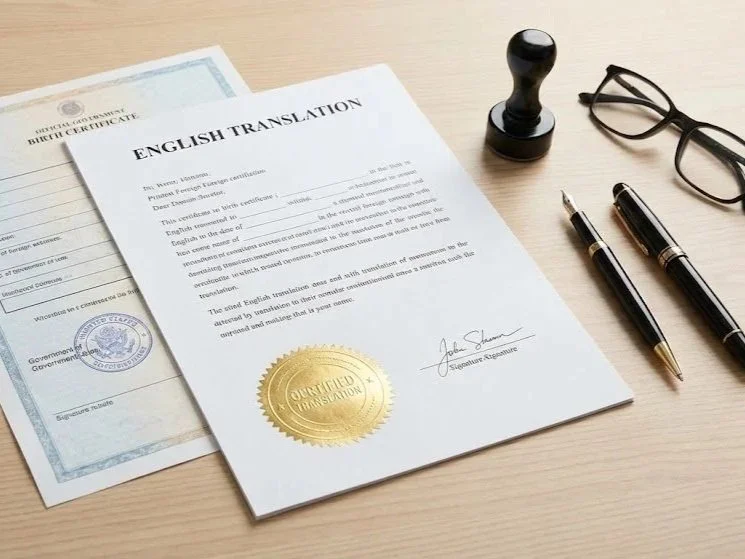 Certified document translation services for USCIS immigration papers, birth certificates, and legal documents in Phoenix, Arizona.