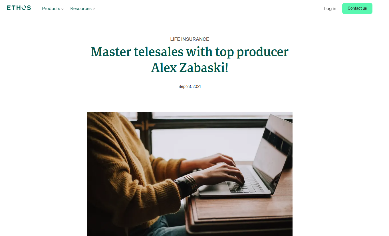 A press release from Ethos showcasing Alex Zabaski's sales training is now available through their site.
