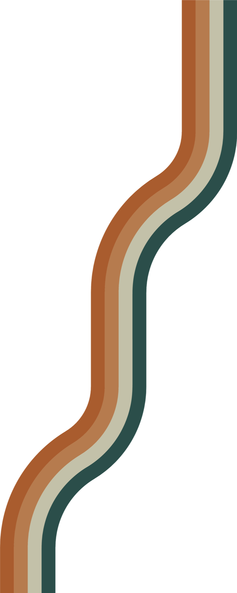 Abstract design with wavy lines in shades of brown, beige, and dark green on a white background.