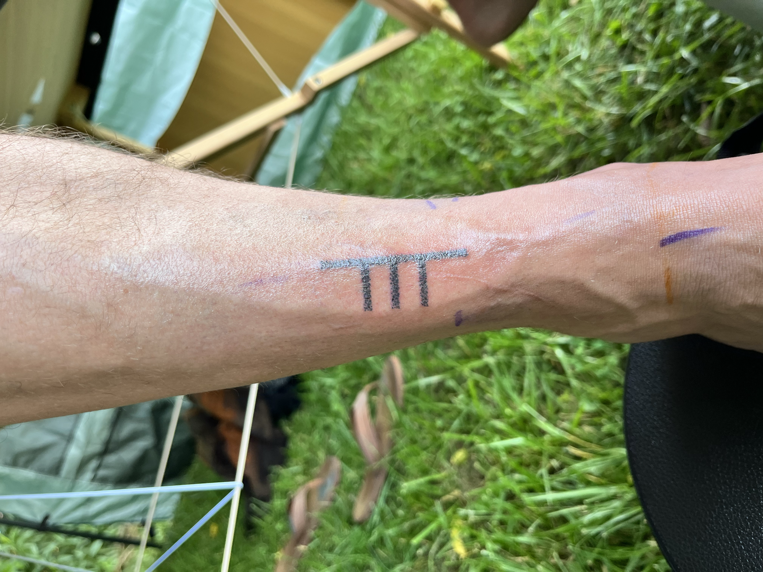 Hand Poked Ogham Tattoo