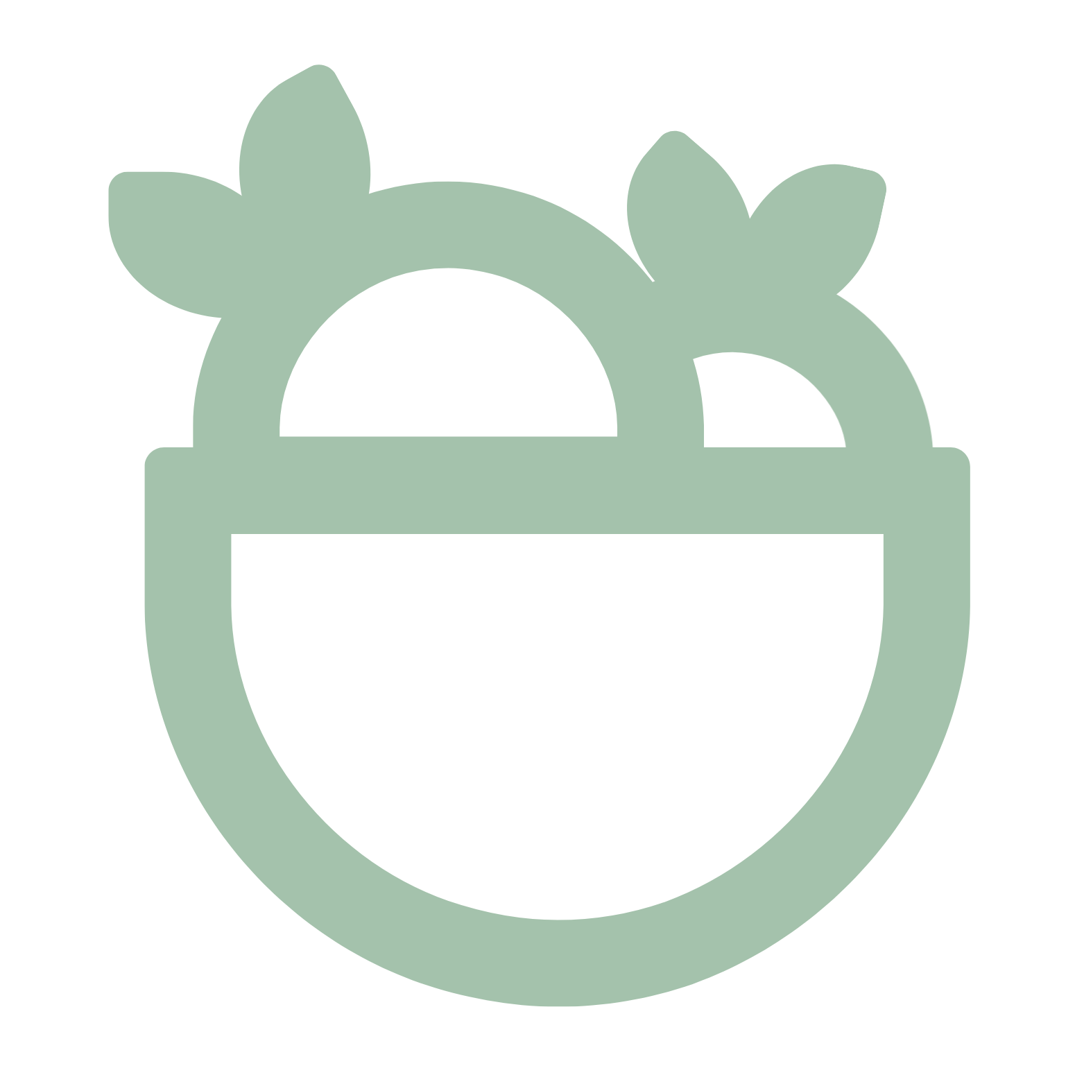 Green icon of a fruits in a basket representing nutrition