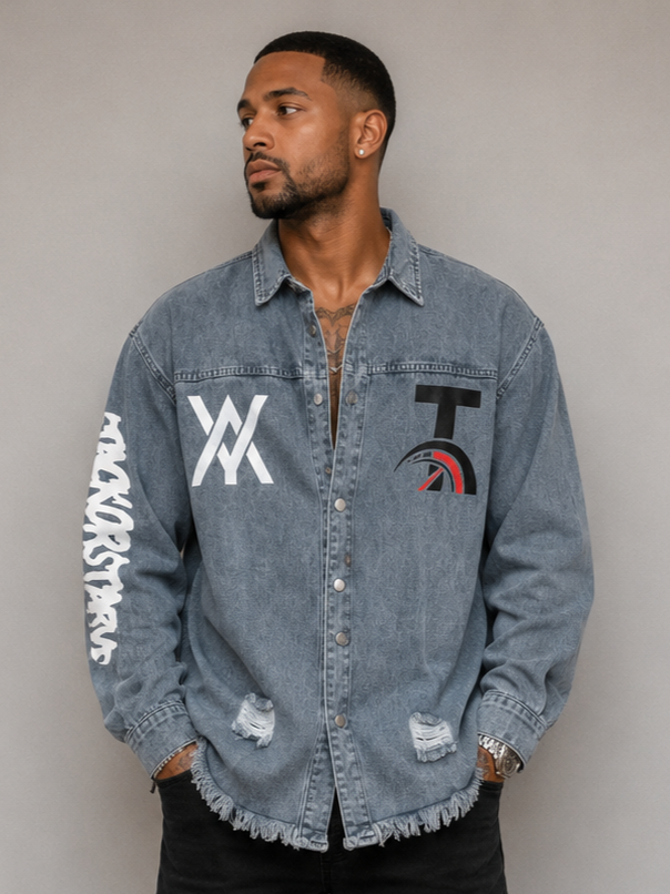 CROSS THE SCALE DENIM BUTTON UP