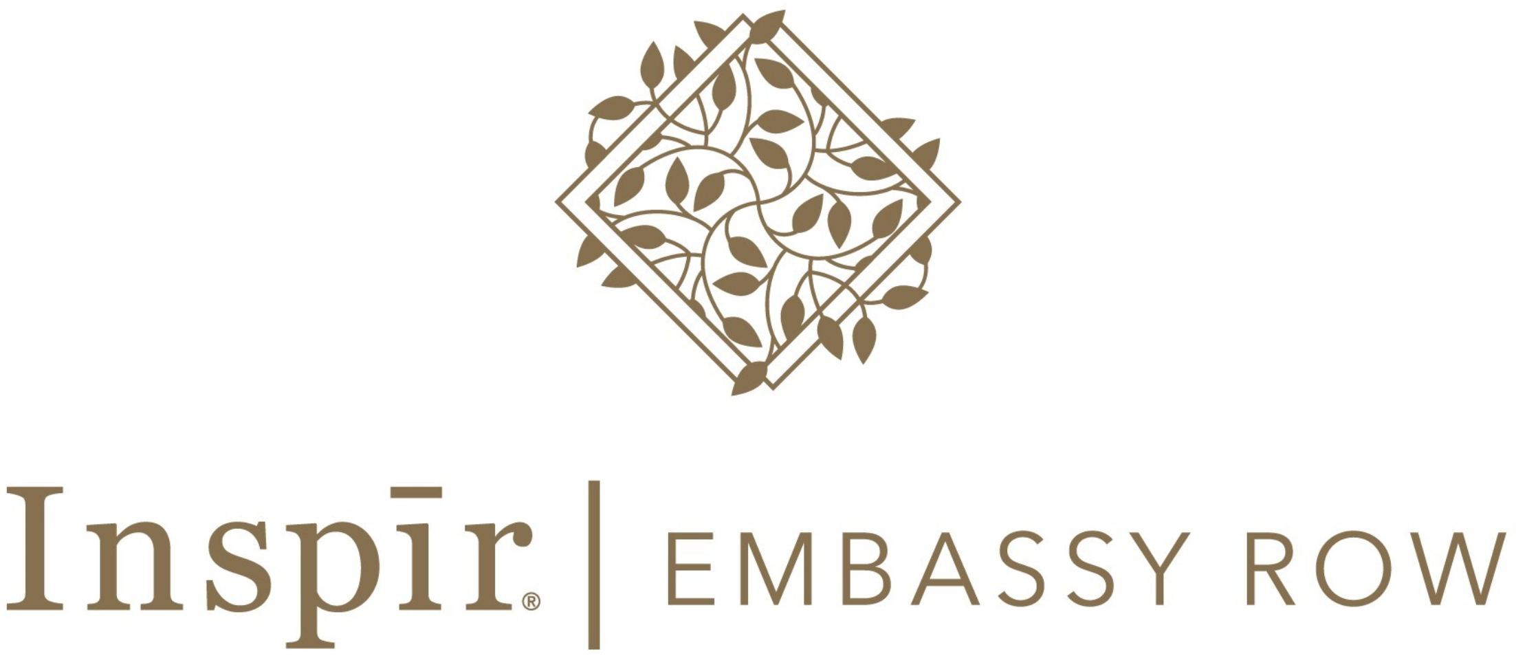 A logo with a stylized tree and the words 'Inspire | Embassy Row' in brown text.