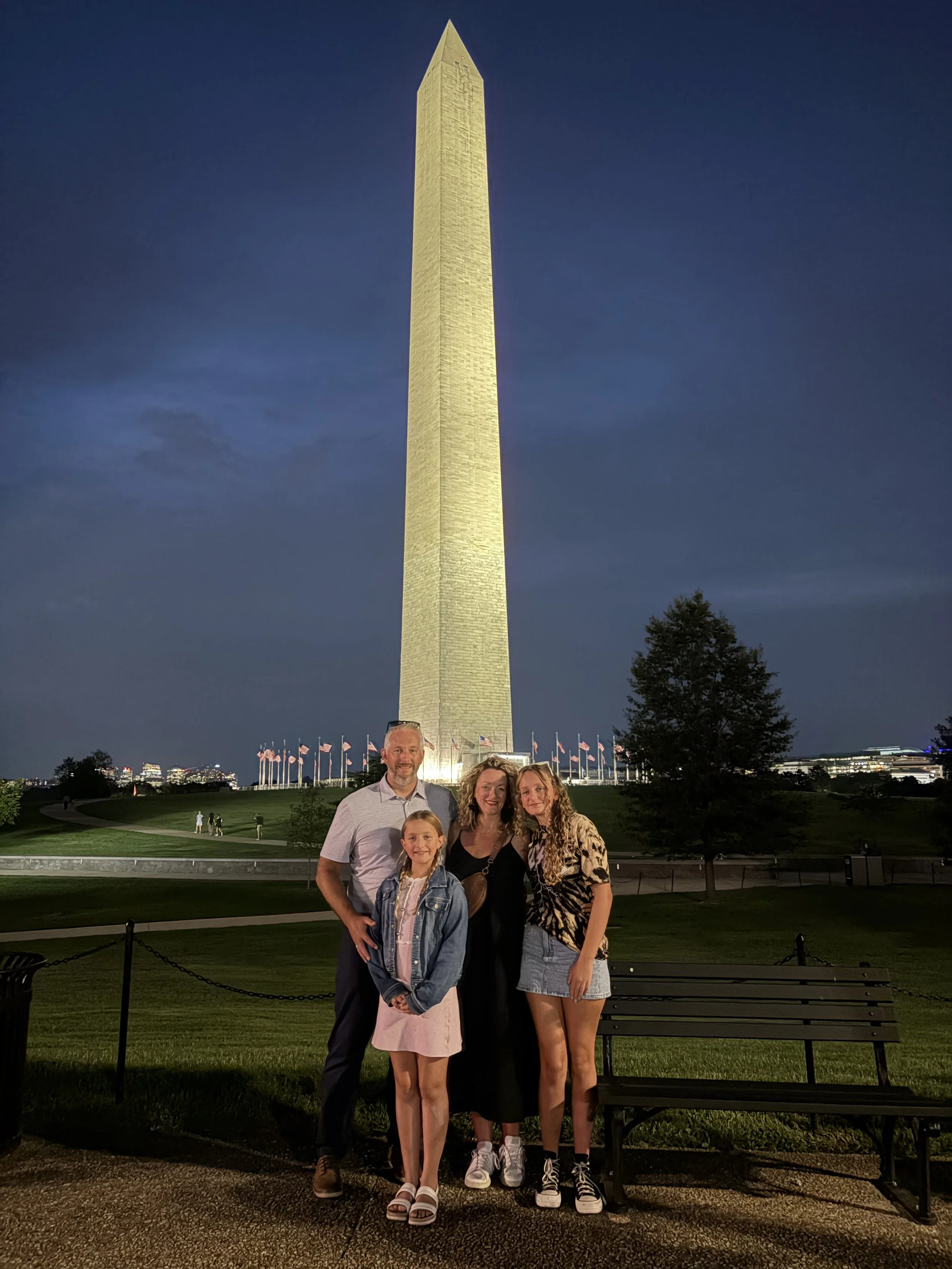 Washington D.C. Family Three Day Itinerary Night Time Monument Tour Washington Monument