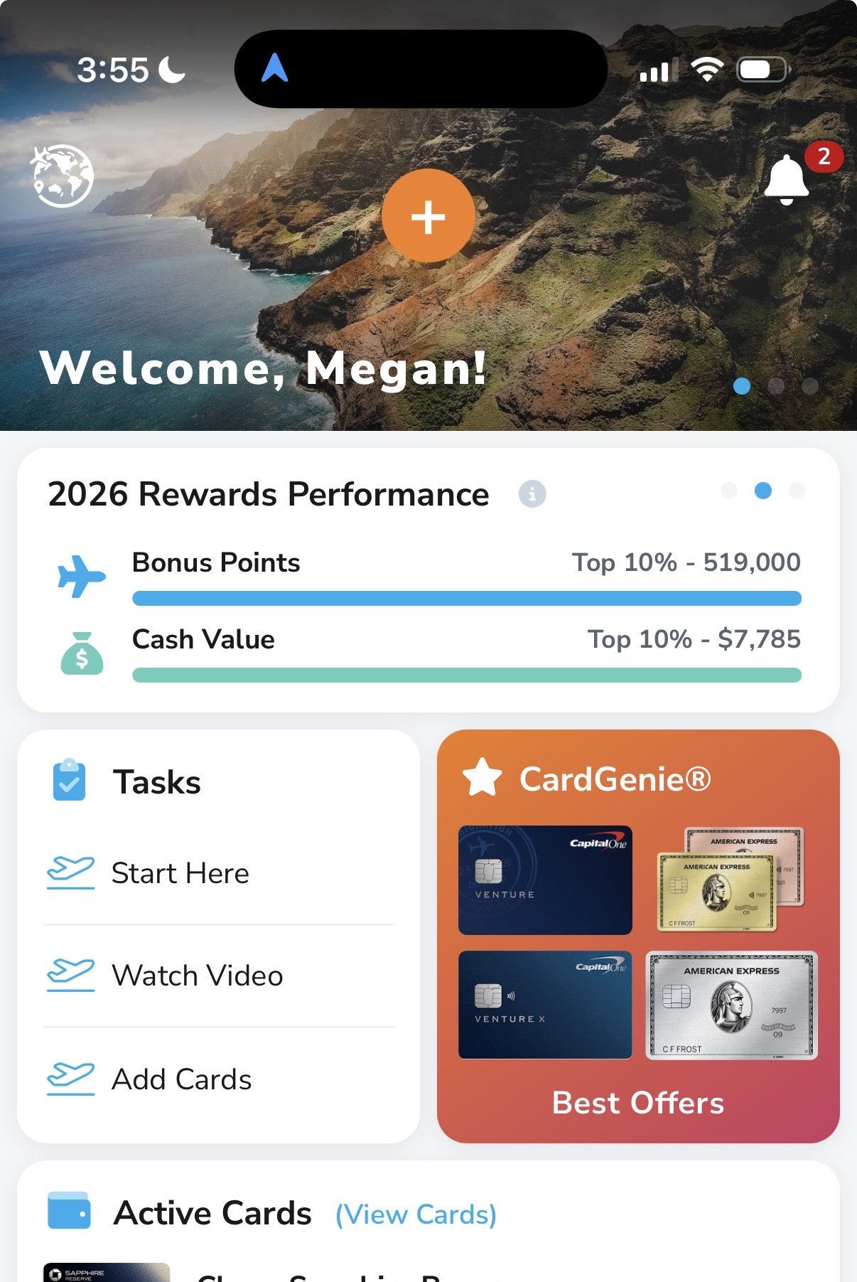 Travel Freely app tracking travel credit cards