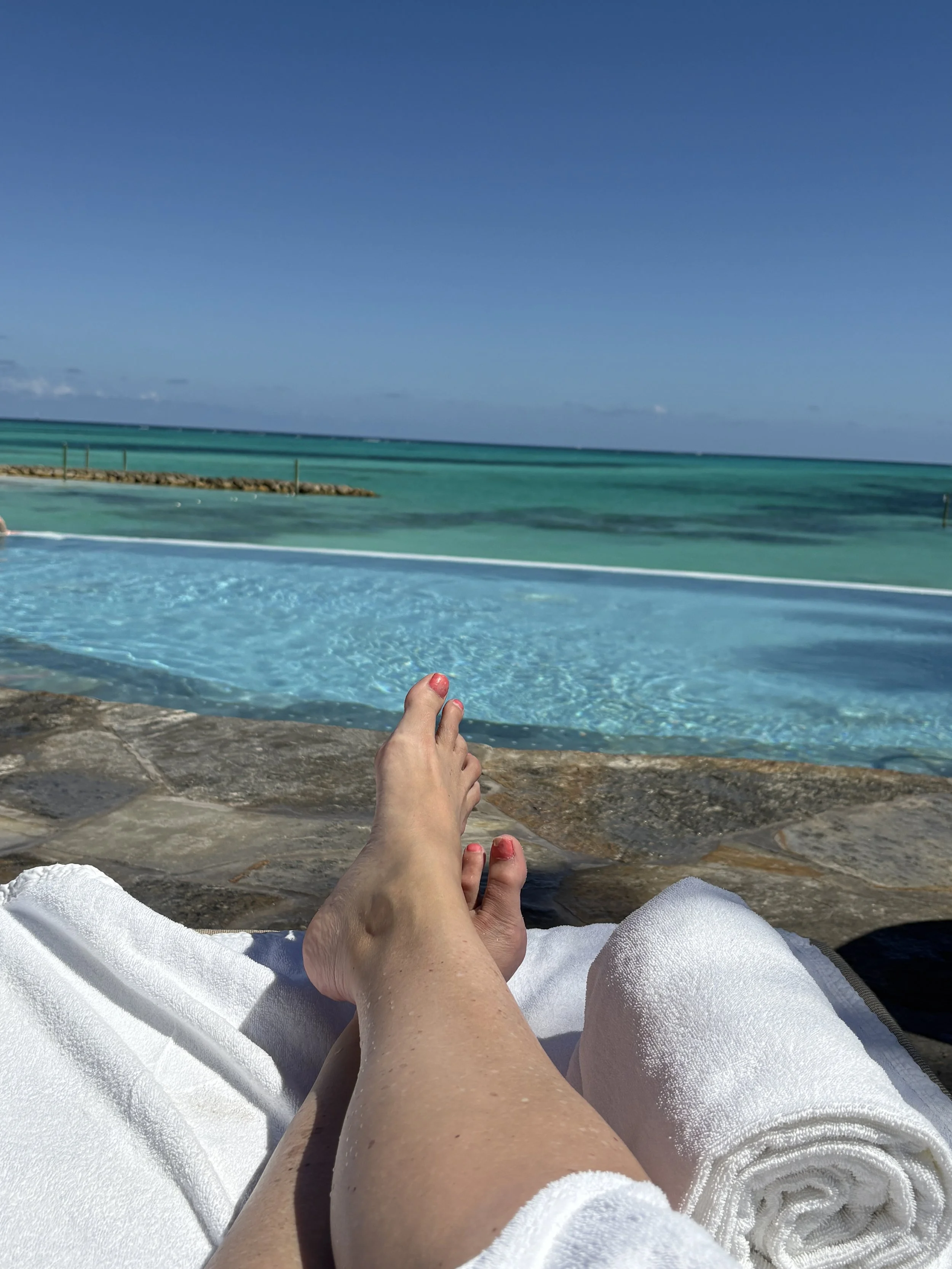 Baha Mar Beach Club ocean view with lounge chairs